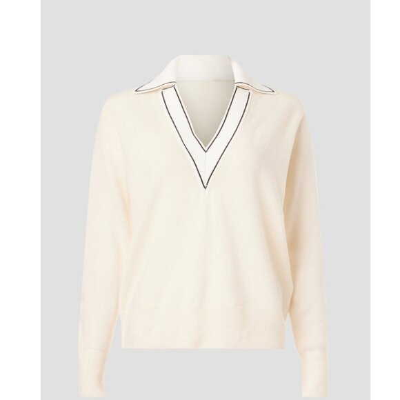 SANDRO Alizia V Neck Collared Sweater Size 1 - Picture 3 of 10
